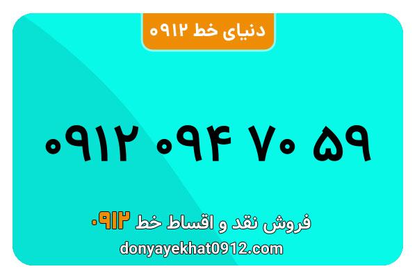 سیمکارت 0912 کد صفر  کارکرده معمولی به شماره 09120947059