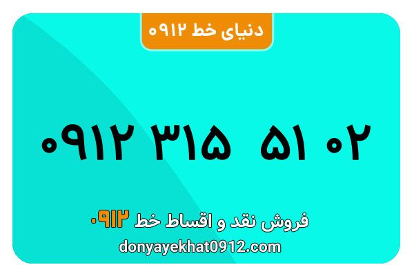 سیم کارت  0912کد 3 کارکرده  معمولی  به  شماره   09123155102