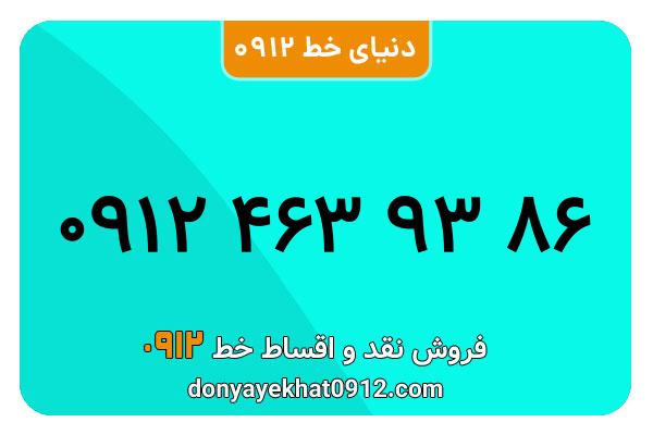  سیم کارت  0912کد ۴ کارکرده معمولی   به  شماره 09124639386