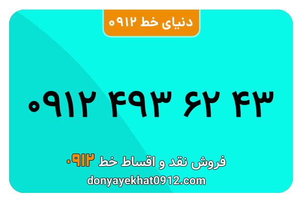  سیم کارت  0912کد   ۴ کارکرده معمولی  به  شماره   09124936243
