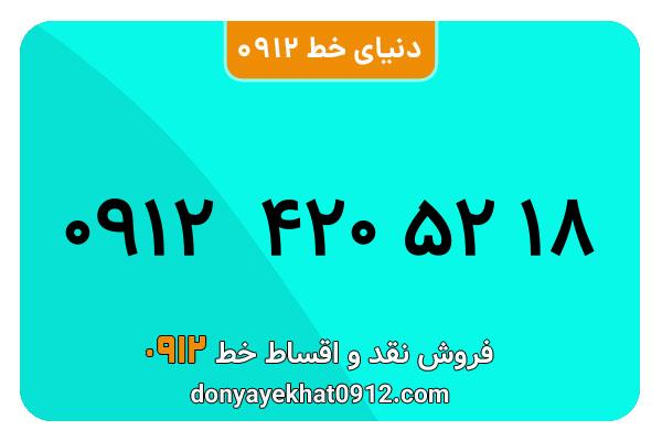  سیم کارت  0912 کد ۴ کارکرده معمولی  به  شماره   ۰۹۱24205218